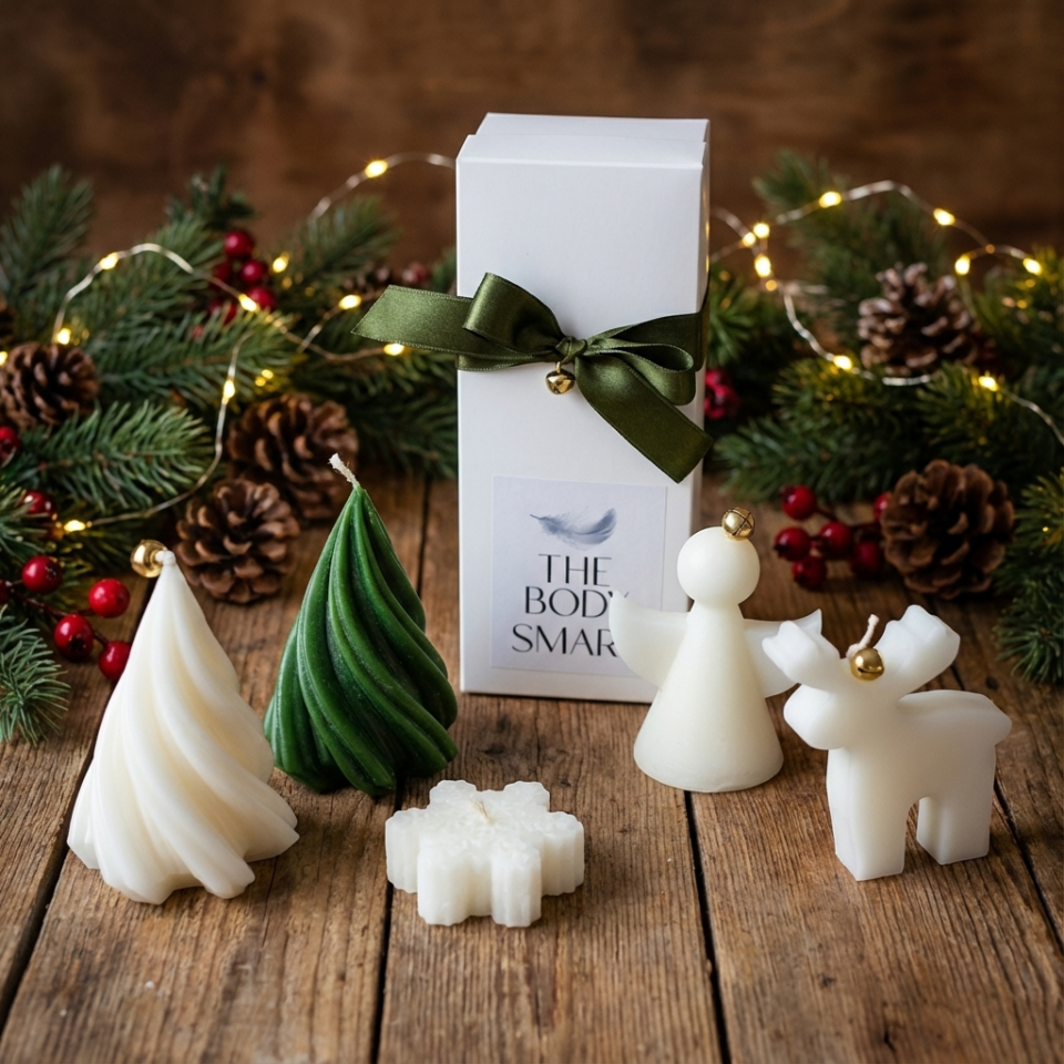 Christmas Temalı 3'lü Mum Seti Çam Ağacı/Geyik/Kar Tanesi/Melek