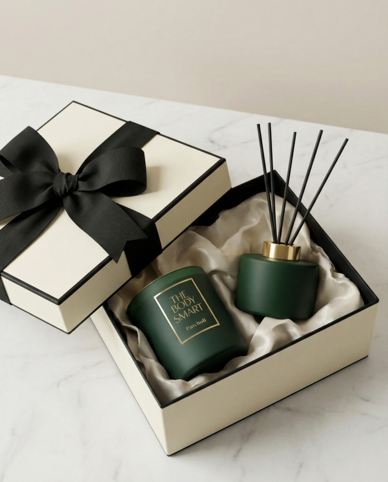 2li Çubuklu Oda Kokusu ve Mum Seti Gold Collection Patchuli Hediyelik Setler