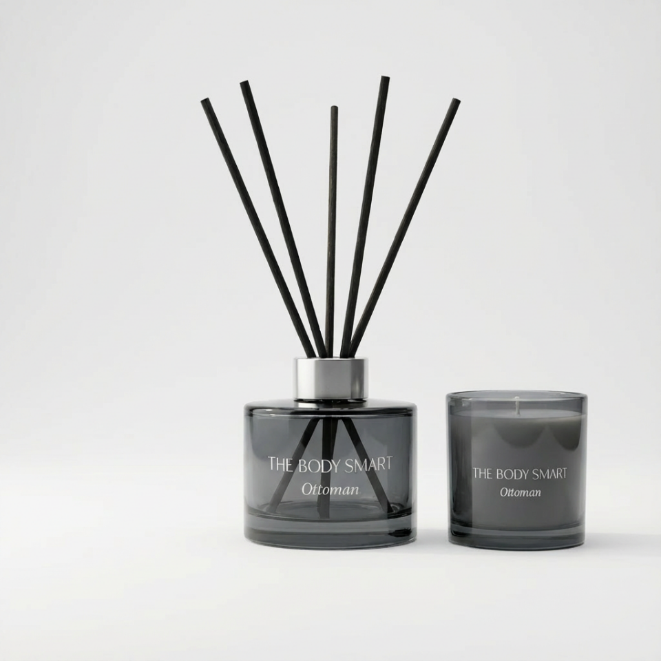 2li Çubuklu Oda Kokusu ve Mum Seti Fume Noir Collection Ottoman Hediyelik Setler